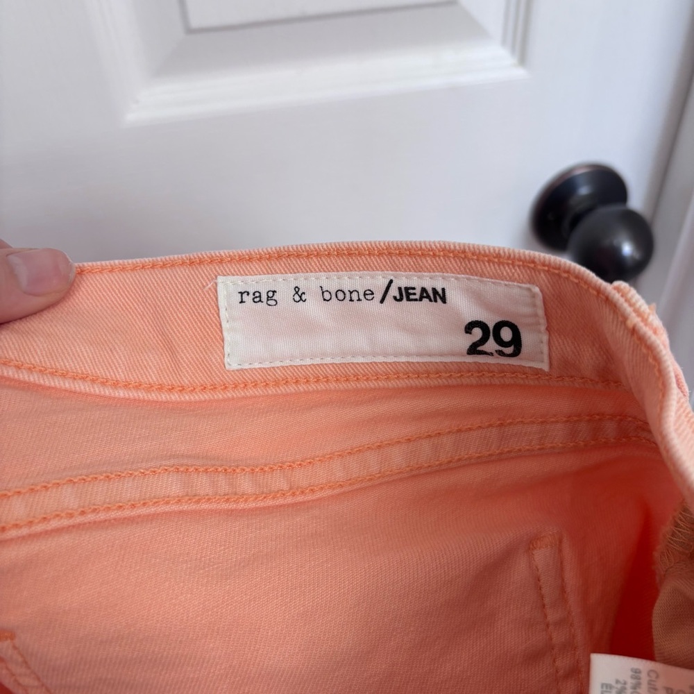 Peach High Rise Skinny Jeans | rag & bone Size 29 - Picture 5 of 12